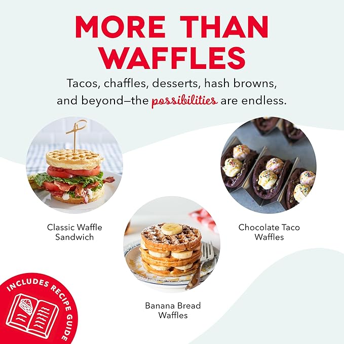 Dash Mini Waffle Maker- Compact Electric Iron for Creative Homemade Treats - Nonstick Surface - Easy-to-Clean - Perfect for Kids & Families - Red