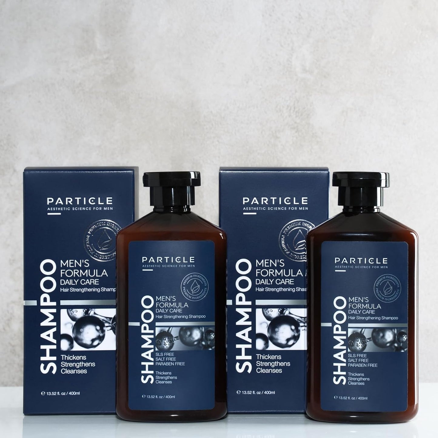 Particle Hair Thickening Shampoo for Men, Men’s Shampoo, Cleansing Formula Made with Biotin, Capixyl, Redensyl, Ginseng and Green Tea Extract for Hair Strength Support, Paraben Free, 400 mL