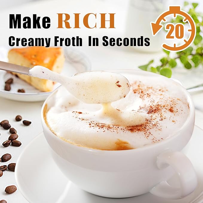 Nahida Rechargeable Milk Frother Wand for Coffee Include Stand - Granite