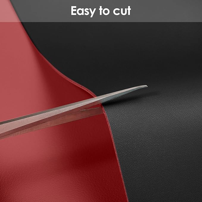 Leather Desk Mat,1.8mm Thick,17x48 Inch Desk Cover,Desk Protector Mat,Dresser Cover Top,Leather Table Cover,Side Table Cover,Office Desk Cover,Office Table Cover(Black+Wine Red,17x48)