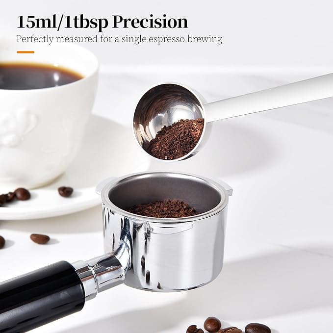 Long Handle Coffee Scoop: 8.3 Inch 18/8 Stainless Steel 1 Tablespoon Metal Measuring Spoon Tbsp Scoop for Coffee Beans, Grounds Coffee, Coffee Powder, Tea, Tall Jars (1Tbsp/15ml)