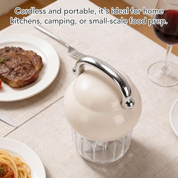 banapoy Electric Garlic Chopper, 21000 RPM Portable Veggie Chopper Garlic Onion Grinder Masher, Cordless Mini Baby Food Processor, for Ginger, Chili, Fruit, 350ML
