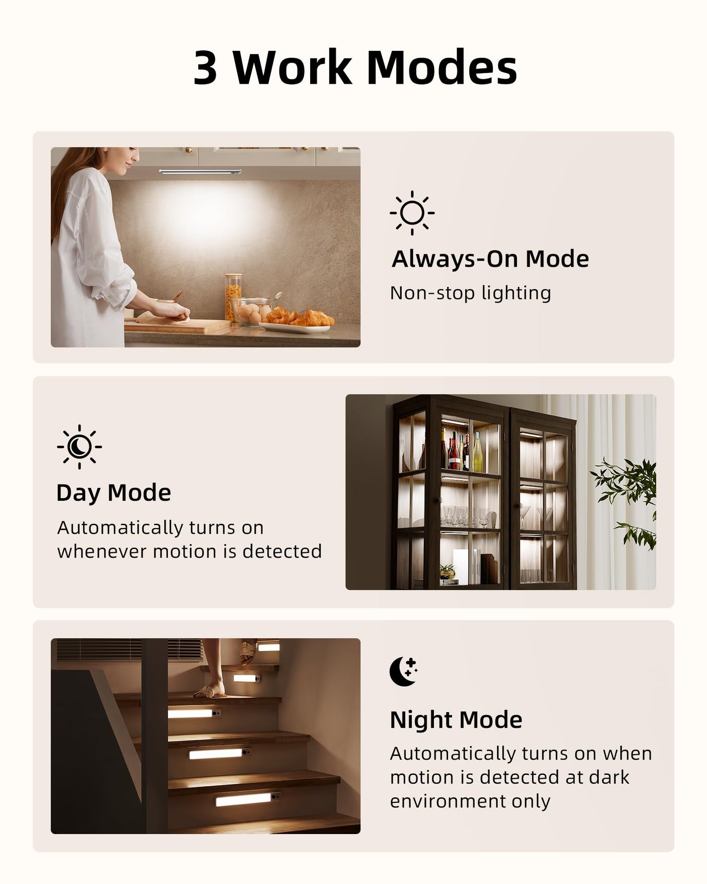 EZVALO Under Cabinet Lights, LED Closet Lights Wireless USB Charging, Motion Sensor Lighting Indoor 5700K Dimmable with Remote Control (White) 5 Pack