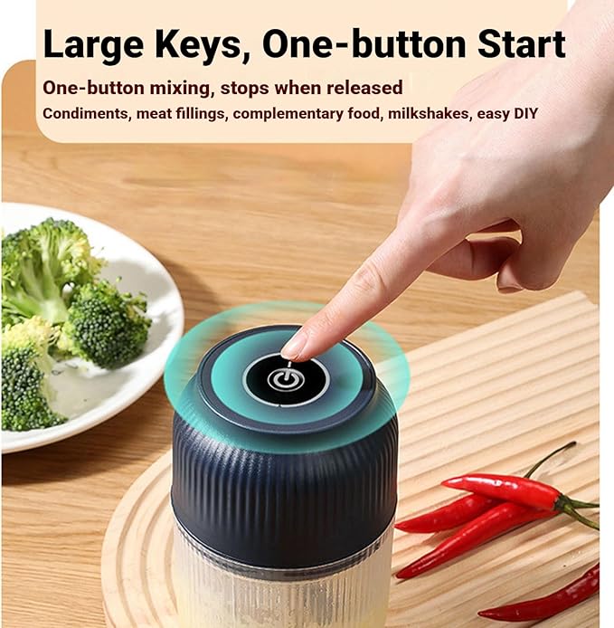 2026 New Electric Garlic Chopper, Mini Portable Veggie Chopper, Small Cordless Garlic Choppers Mincer, USB Rechargeable, 350ML Electric Mini Veggie Cutter for Onion, Garlic, Chili, Ginger (Blue*2)