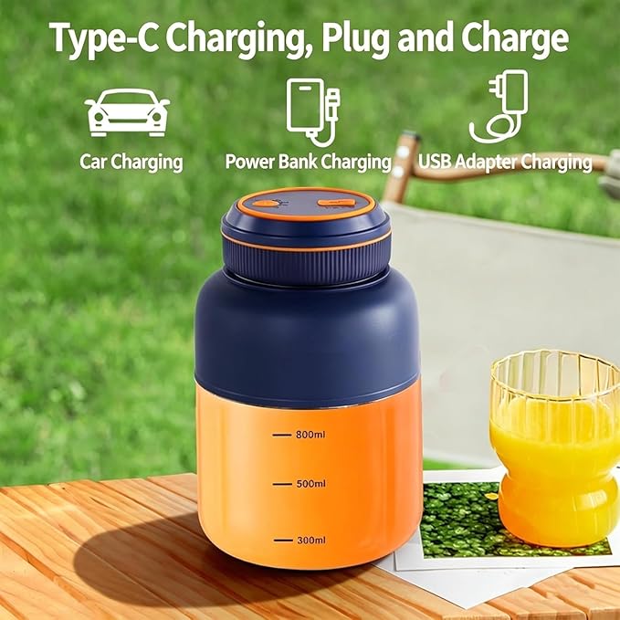 Portable Electric Juicer Cup with Zero Cord Hassle,Wireless Personal Juicer Cup USB Rechargeable Blender,38-Blades,Quiet Operation, Leakproof Lid,40 Seconds,for Shakes and Smoothies (White-28 Oz)
