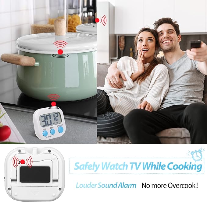 Weewooday 24 Pcs Digital Kitchen Timer Magnetic Timer Bulk On/Off Switch Minute Second Count up Countdown Loud Alarm for Exercise Cook Baking (White)
