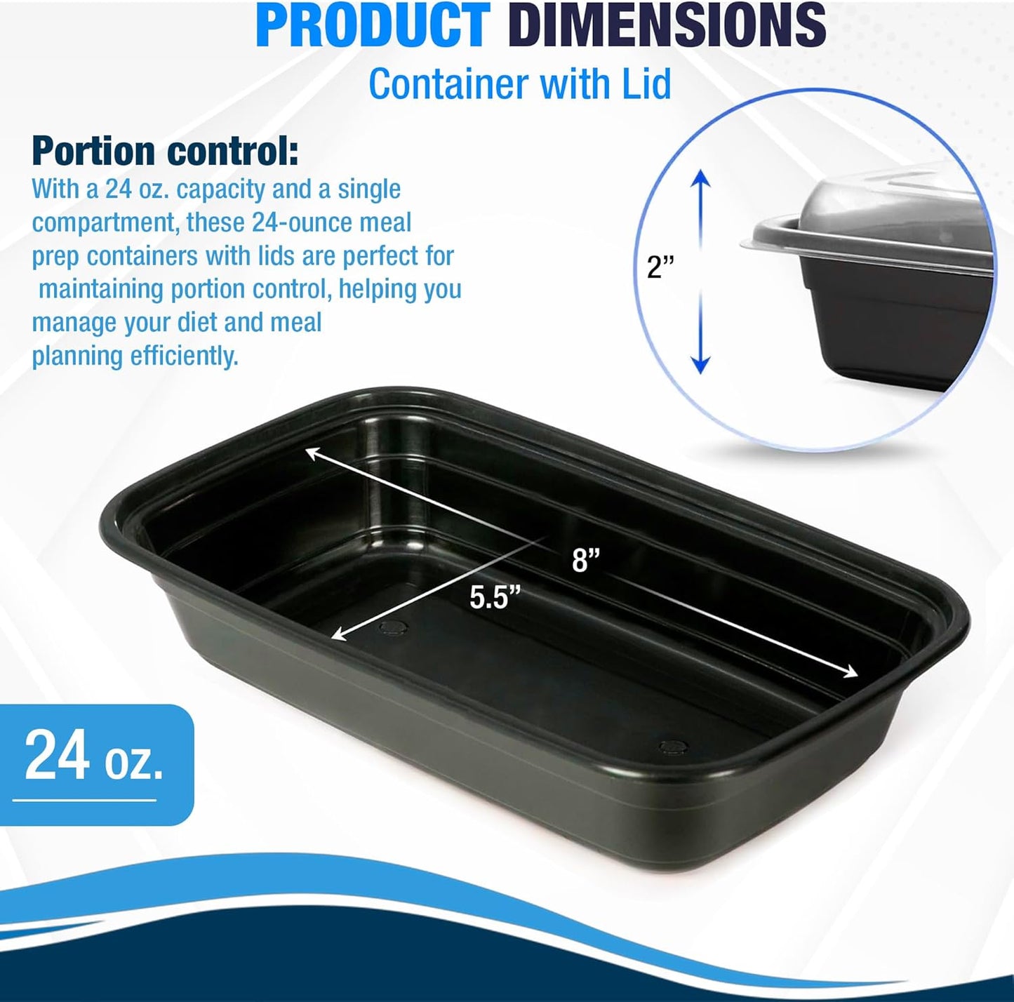 Ruthy's Outlet Meal Prep Containers W/Lids -Square Food Storage – BPA-Free| Stackable | Microwave | Freezer & Dishwasher Safe | Reusable Lunch Bento Box Portion Control & Planning (50 Pack, 12 oz)