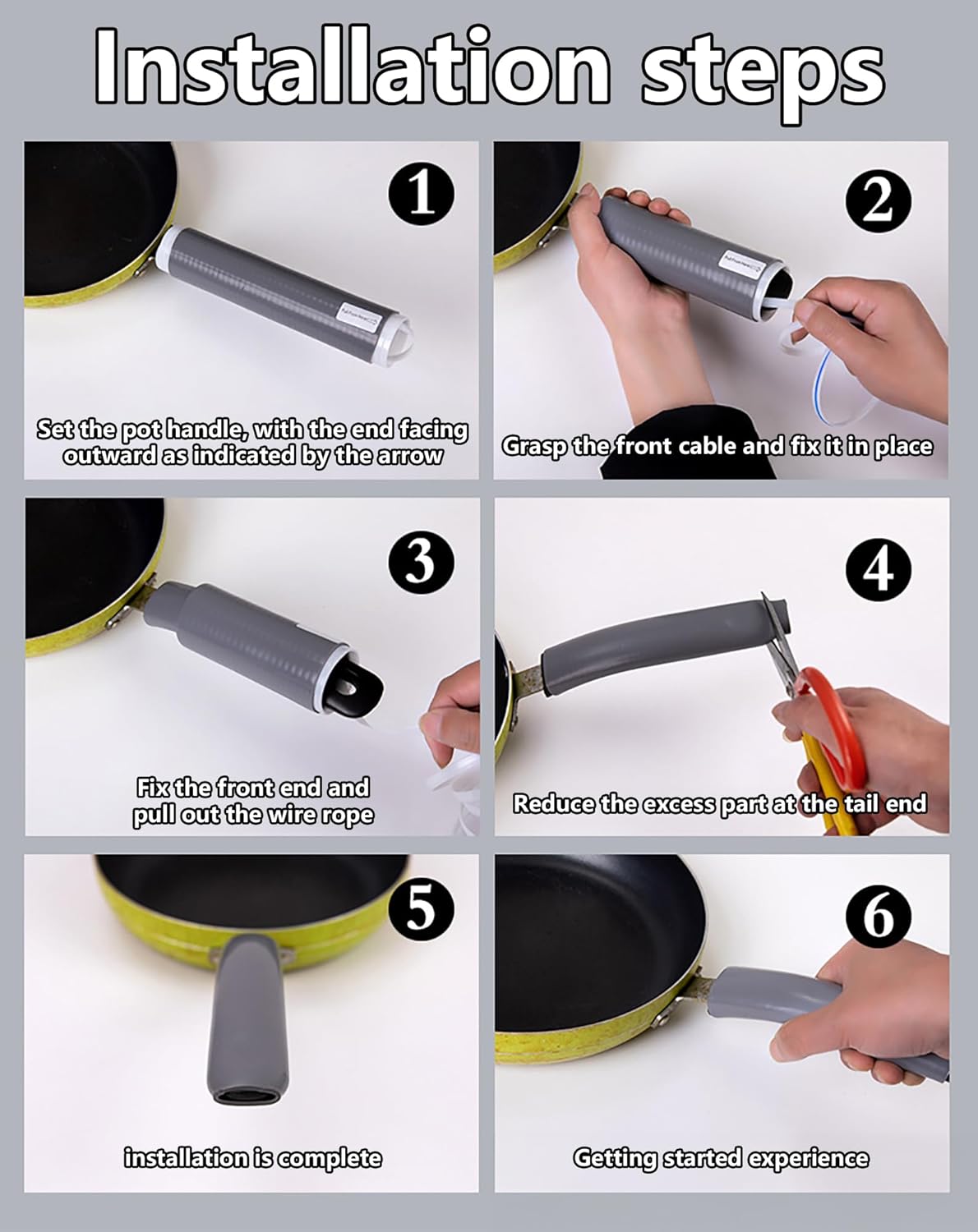 Upgraded Silicone Pan Handle Sleeve - Heat-Resistant&Non-Slip Cast Iron Handle Cover for Pots and Pans - Multipurpose Kitchen Protection(2pcs Medium)