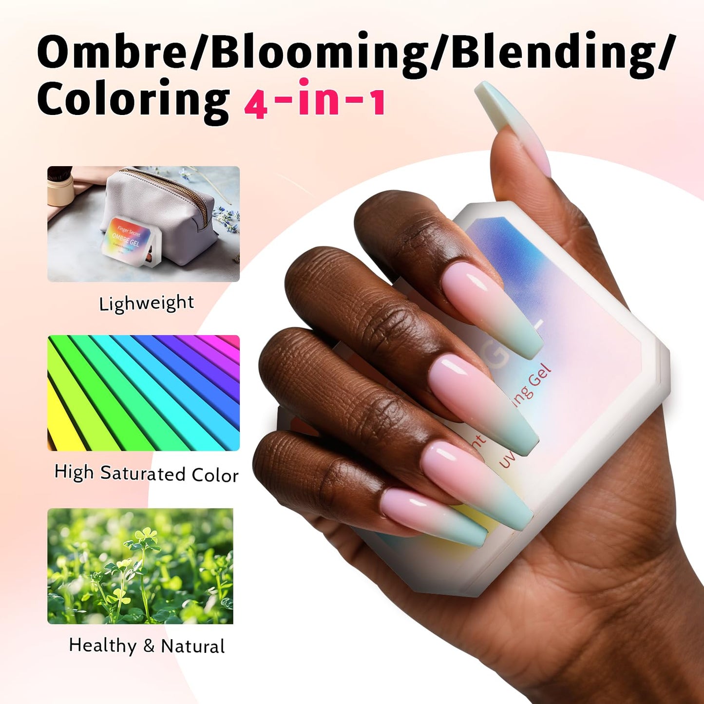 Sponge Pat Paint Nail Gel, Ombre Nails Gradient Gel Nail Blush Blooming Aura Nails Drawing Stripper Floral Painting DIY Nail Art, No Wipe, UV/LED Curing (12 Colors C)