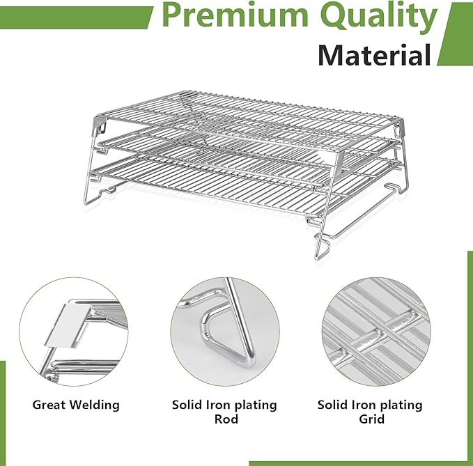 21" 3-Tier Foldable Sliding Jerky Racks for Traeger, Pit Boss, GMG, Camp Chef and More Smoker Grills, 830"² Cooking Space Expansion Accessory for Barrel Pellet Grills