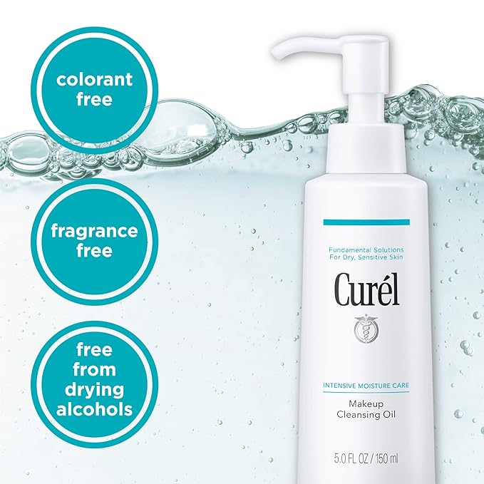 Curel Japanese Skin Care Makeup Cleansing Oil for Face, Makeup Remover & Face wash for Dry, Sensitive Skin, Cleanses & Protects Ceramides, pH Balanced, Fragrance & Alcohol Free Facial Cleanser, 5 Oz