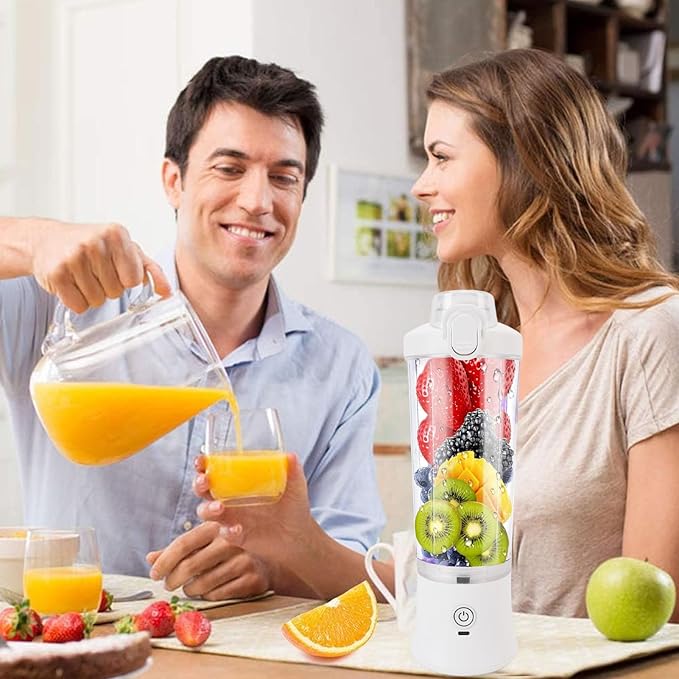 Portable Blender, Mini USB C Rechargeable Blender, 600ml 18000RPM with Stainless Steel Blades & RGB Light, Ideal for Travel, Gym & Home