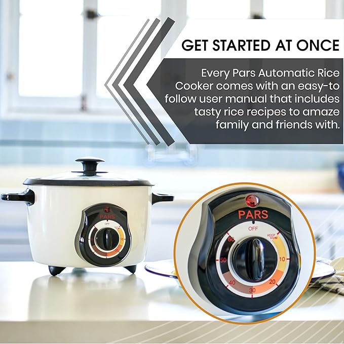 Pars Automatic Persian Rice Cooker - Tahdig Rice Maker Perfect Rice Crust, 5 Cup
