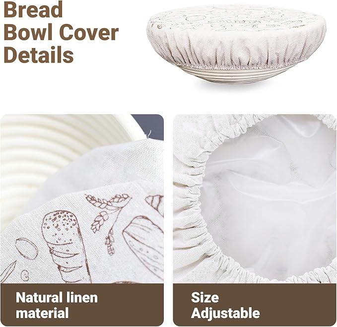 2 Pack 8″ Bowl Covers for Bread Proofing with Plastic Liner, Reusable Shower Caps for Sourdough Rising