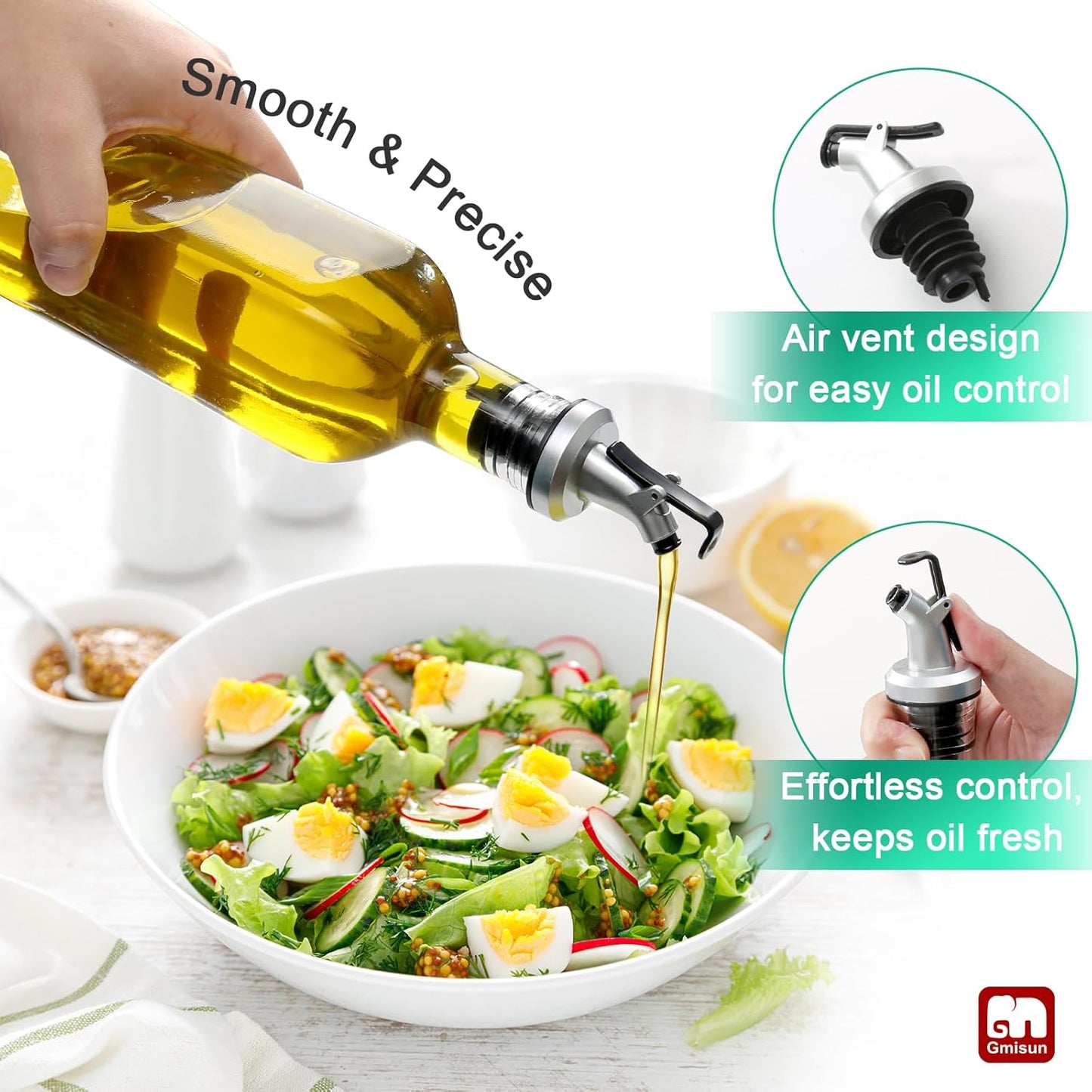 GMISUN Olive Oil Dispenser Bottle, Oil Dispenser Bottle for Kitchen, Cooking Vinegar Dispenser Set 6Pack, Glass Container Cruet-Pourer Spout, Funnel and Labels
