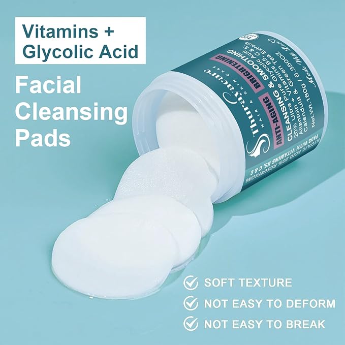 Glycolic Acid 20% Exfoliating Pads – Anti-Aging Face Pads with Vitamins B5, C, E, Allantoin & Niacinamide – Resurfacing, Brightening & Pore Cleansing – 100 Count