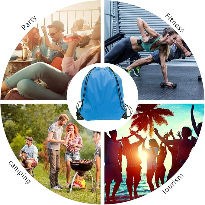 GoodtoU Drawstring Backpacks, Drawstring Bags Bulk Nylon Backpack Cinch Sack for Sport, Traveling, Team (20Pcs, Sky Blue)