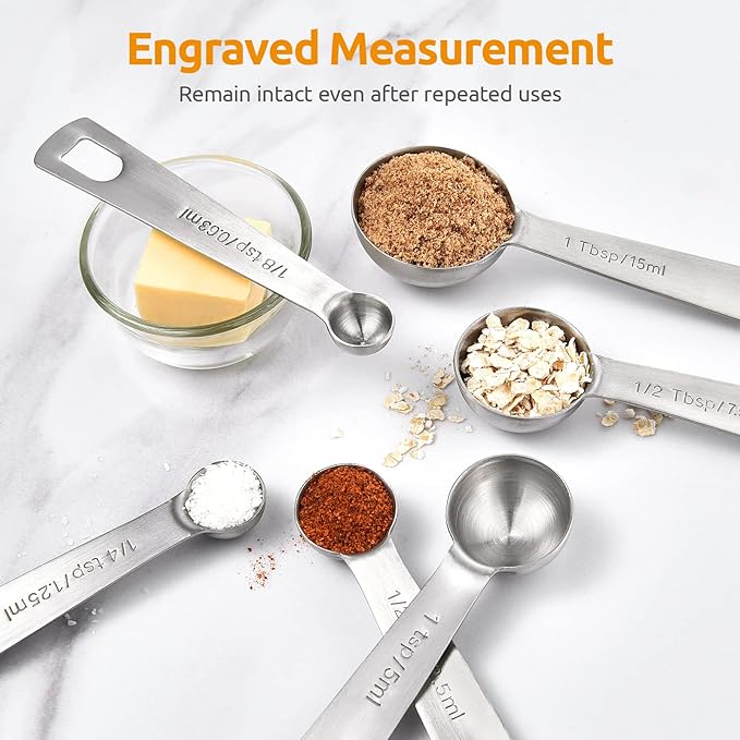 U-Taste 18/8 Stainless Steel Measuring Spoons Set for Dry and Liquid Ingredients(Set of 7), and Upgraded Measuring Cups and Spoons Set of 12 with Reinforced Welded Handle (Black)