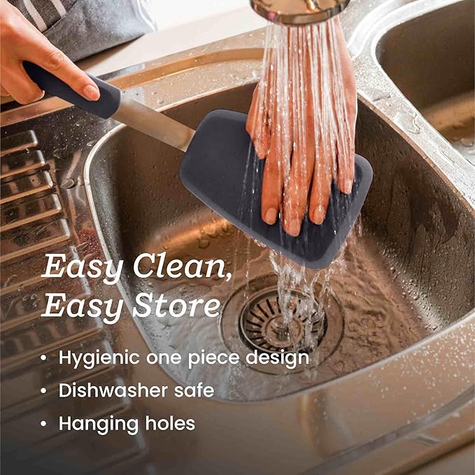 StarPack Premium Flexible Silicone Spatula Set - 3 Spatulas for Nonstick Cookware - 600°F High Heat Resistance Spatula Set - Spatulas for Kitchen Use for Fish, Eggs, Pancakes & Cookies (Stormy Grey)