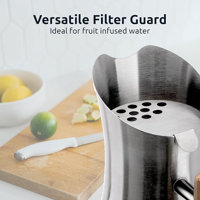 Invigorated Water pH Vitality Alkaline Water Filter Pitcher for Drinking Water Stainless Steel - Water Pitcher with Filter for Tap Water, High pH Filtered Purifier with Alkaline Filter - 1.9L (Silver)