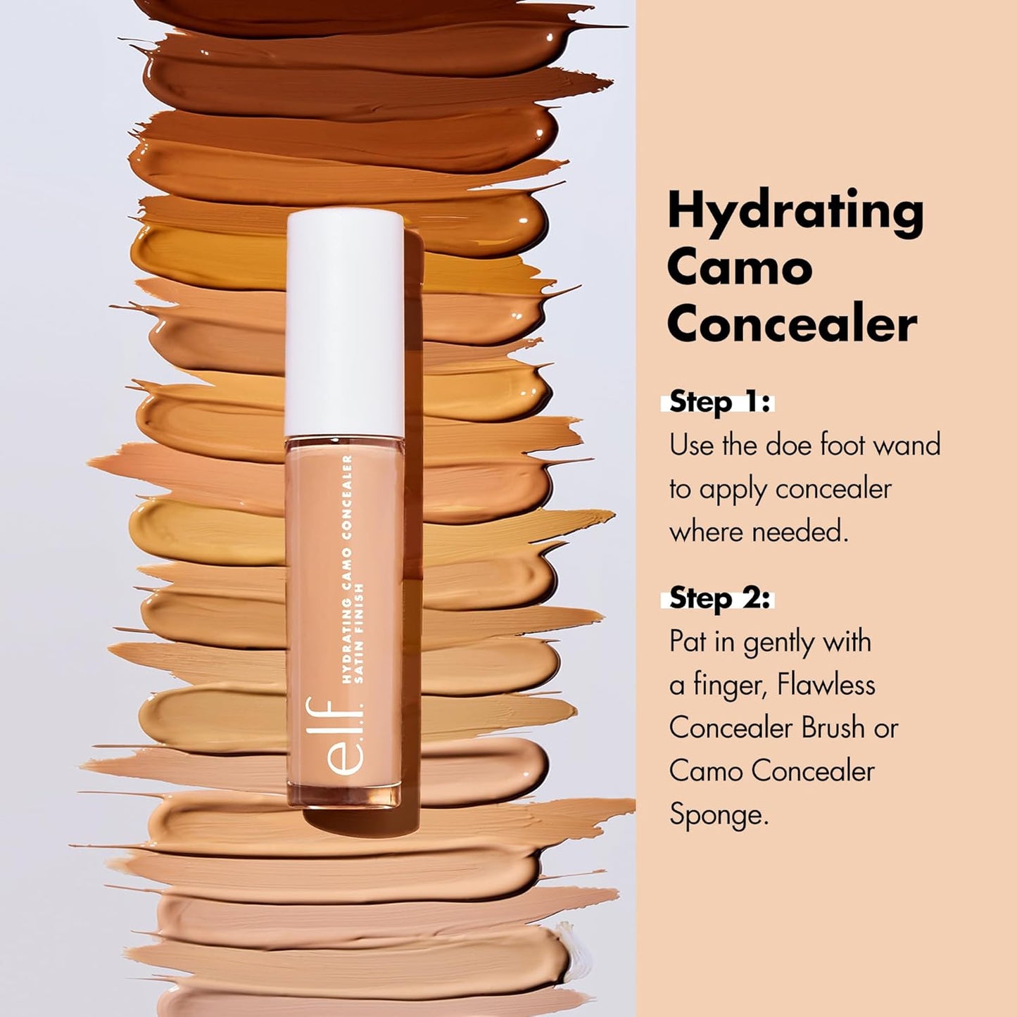 e.l.f. Hydrating Camo Concealer, Covers Blemishes & Under-Eye Circles, Full-Coverage & Delivers A Satin Finish, Vegan & Cruelty-Free, Tan Latte