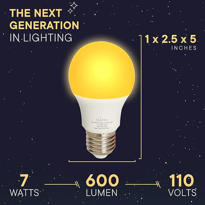 2 Pack Sleep Amber Light Bulbs I Blue Light Blocking Led Lights for Bedroom Soft Warm Light Bulbs I 7 Watts E26 Led Bulb 60 Watt (Equivalent) I Night Light Bulbs for Lamp, Bedroom Lights, Kids Room