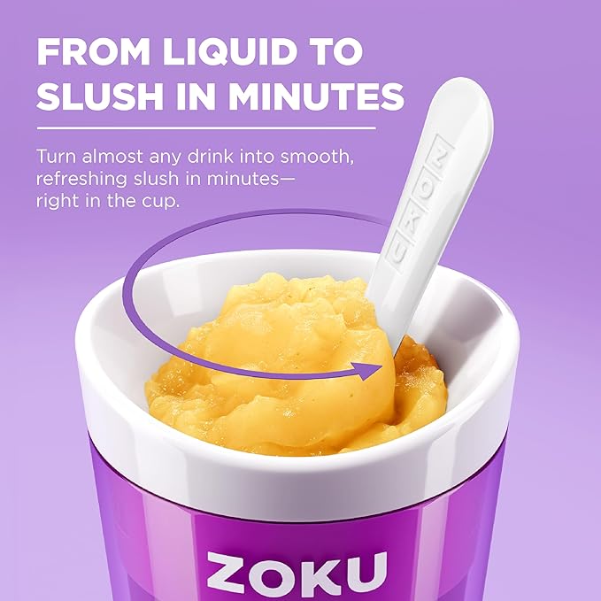 ZOKU Original Slush and Shake Maker, Compact Make and Serve Cup with Freezer Core Creates Single-Serving Smoothies, Slushies and Milkshakes in Minutes, BPA-Free, Green/Orange Set of 2