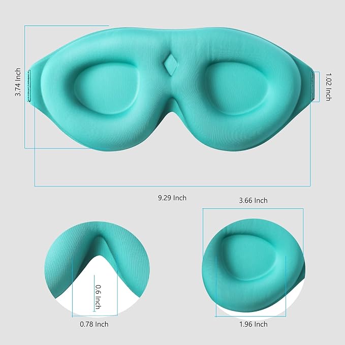 ALASKA BEAR 100% Blackout Sleep Mask for Women and Men, 3D Pillowy Soft Light Blocking Eye Mask with Contoured Eye Cups, Earplugs Set, Blue