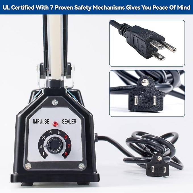 Sealer Pro, Patented 8-inch Impulse Heat Sealer, 2-mm Sealing Width Super Heavy Duty Bag Sealing Machine with Extra 2 Replacements, 1Fuse Included, White