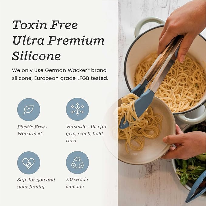 Starpack 'Get a Grip' Silicone Kitchen Tongs for Cooking (2Pcs) - BBQ Tongs for Grill Heat Resistant to 600°F - Stainless Steel Kitchen Utensils w/Non Stick Silicone Tips - 9",12" for Serving Food