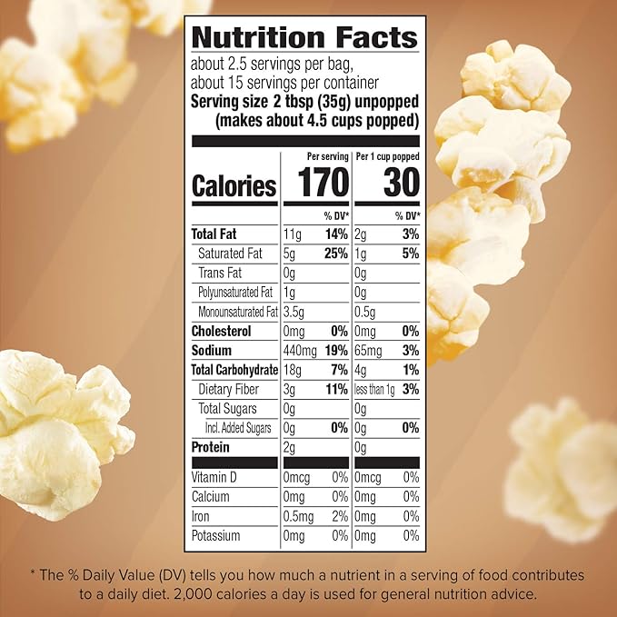 Orville Redenbacher’s Microwave Popcorn, Naturals Simply Salted Flavor, 3g Fiber Per Serving, 3.29 oz., 6-Count (6 Boxes)