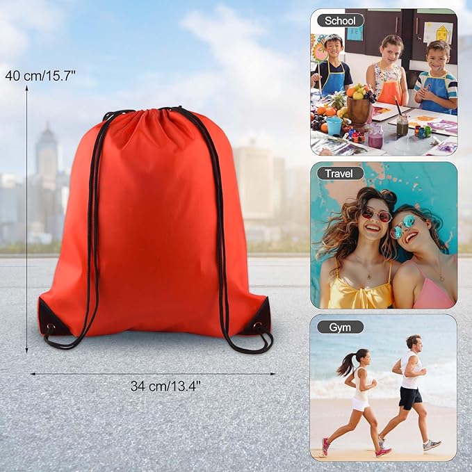KUUQA 100Pcs Red Drawstring Backpack Bag Sack Drawstring Bags Bulk String Bags Storage Bags for Sport Gym Traveling