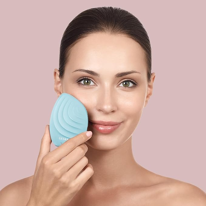 SmartAppGuided Sonic Facial Brush 5 in 1 | Vibrating Electric Cleansing Brush | Soft Silicone | Professional Cleanser | Skin Exfoliator | Face Massager