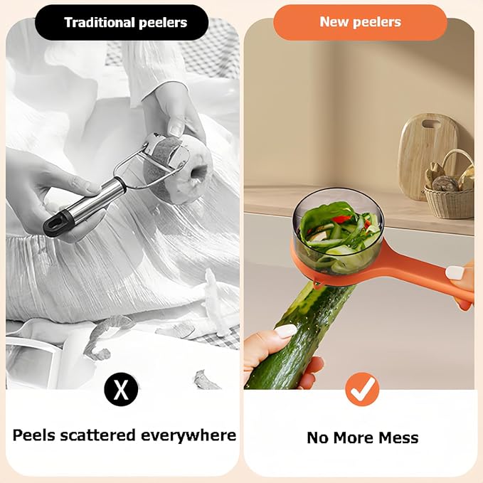 Peeling Knife With Storage Box, Fruit And Vegetable Peeler With Container, Double-Sided Stainless Steel Multi-Function Peeler For Home Kitchen (C-2pcs Mix)