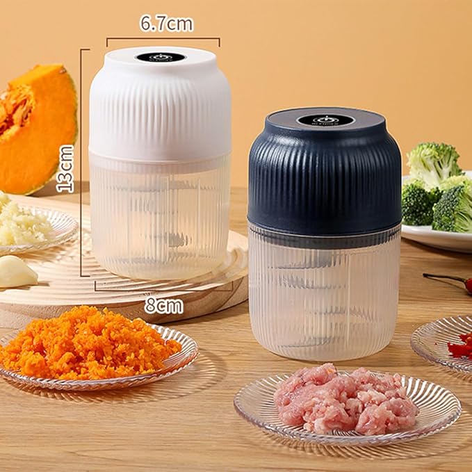 Electric Garlic Chopper, Mini Portable Veggie Chopper, Electric Onion Grinder with 6 Sharp Blade, Mini Food Processor with Container for Mashing Onion, Garlic, Chili, Ginger (1PC*White)