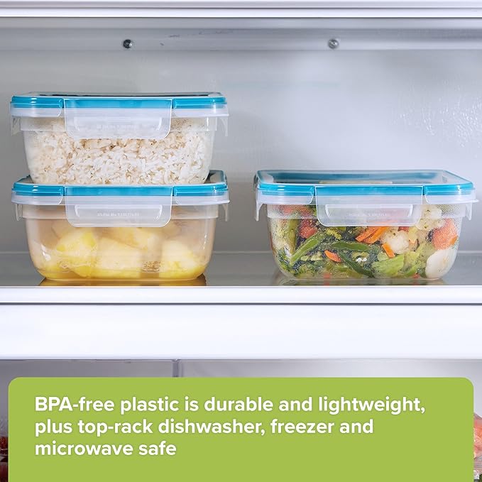 Snapware Food Storage Containers, Plastic, 8.5-Cup, Rectangular | Leakproof & Airtight | BPA-Free | Microwave & Dishwasher Safe | Pack of 6