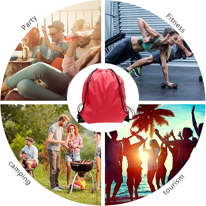 GoodtoU Drawstring Backpacks, Nylon Backpack Cinch Sack Drawstring Gym Bag for Sport, Traveling, Team (20Pcs, Cherry)
