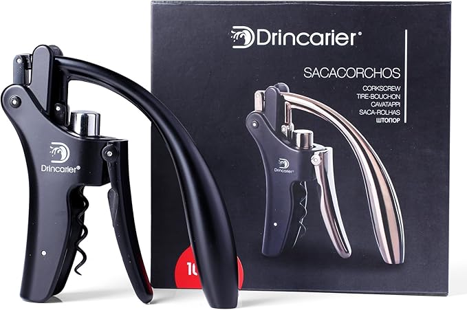 Vertical Lever Corkscrew with Non-Stick Worm, Compact Rabbit Wine Opener Wine Bottle Opener with built-in Foil Cutter