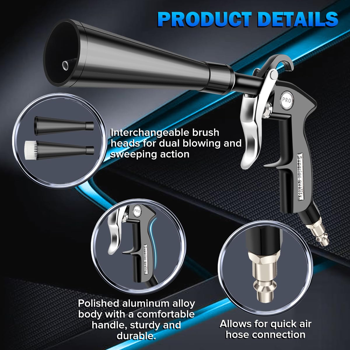 cropyoyo Dry Cleaning Gun,High-Pressure Air Blow Gun,Car Cleaning Gun,Air Nozzle Blow Gun, Car Air Blow Gun with 2 Nozzles,Works with Air Compressor and Quickly removes Surface Dirt and dust