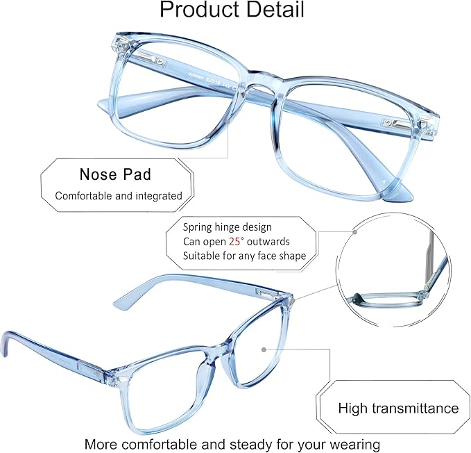 YEIN Bifocal Reading Glasses with Blue Light Blocking Lenses, Bifocal Reader for Women and Men, Vintage Square frame with Spring Hinge (+0.50/+2.25 magnification)