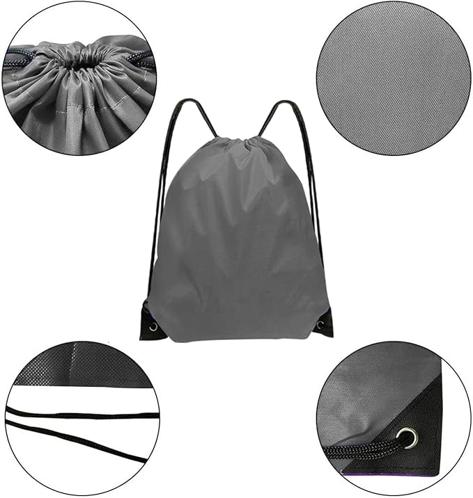 Drawstring Backpack Bulk 70Pcs String Backpack Drawstring Bags Cinch Bag Sackpack for Men Women Gym(Grey)