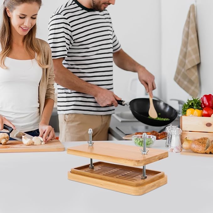 Tofu Press with 3-layer Drip Tray, 26x15cm Soybean Curd for Homemade Tofu Making, Kitchen Food Strainer for Efficient Water
