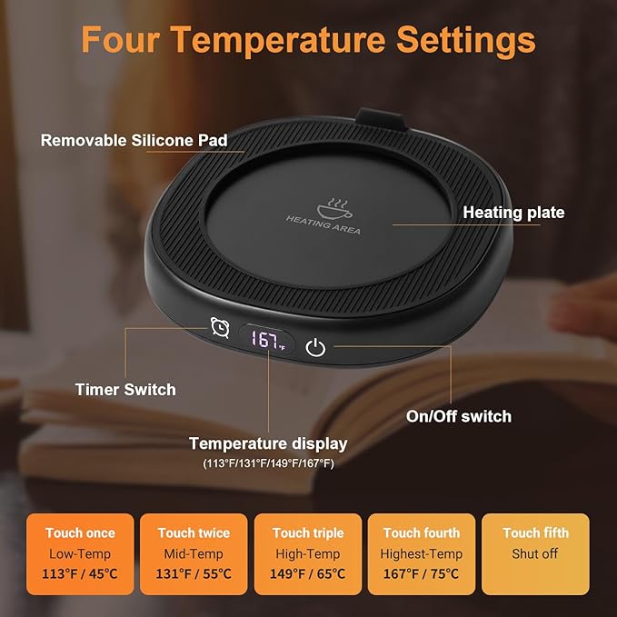 Coffee Mug Warmer & You are Awesome Mug Set, Electric Cup Warmer for Desk, Beverage Warmer with 4 Temperature Setting, 8-Hours Auto Shut Off