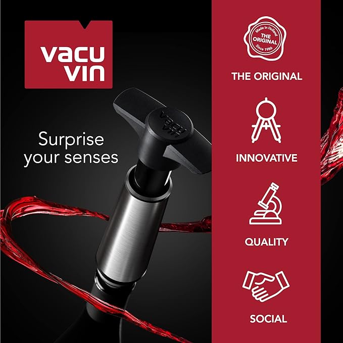 no name Vacu Vin Wine Saver Pump with 1 x Vacuum Bottle Stopper - Black