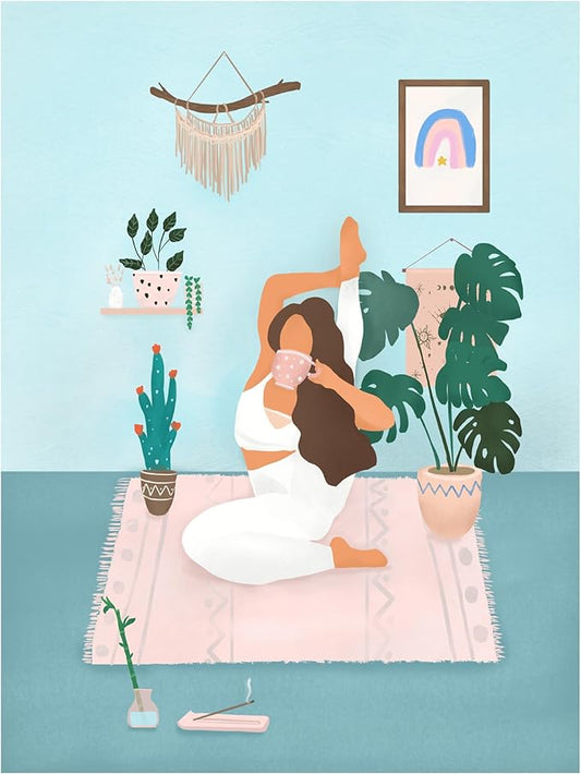 Trademark Fine Art Canvas Wall Art - Petra Lizde 'Yoga Time' Wall Art for Living Room, Bedroom, or Office Décor