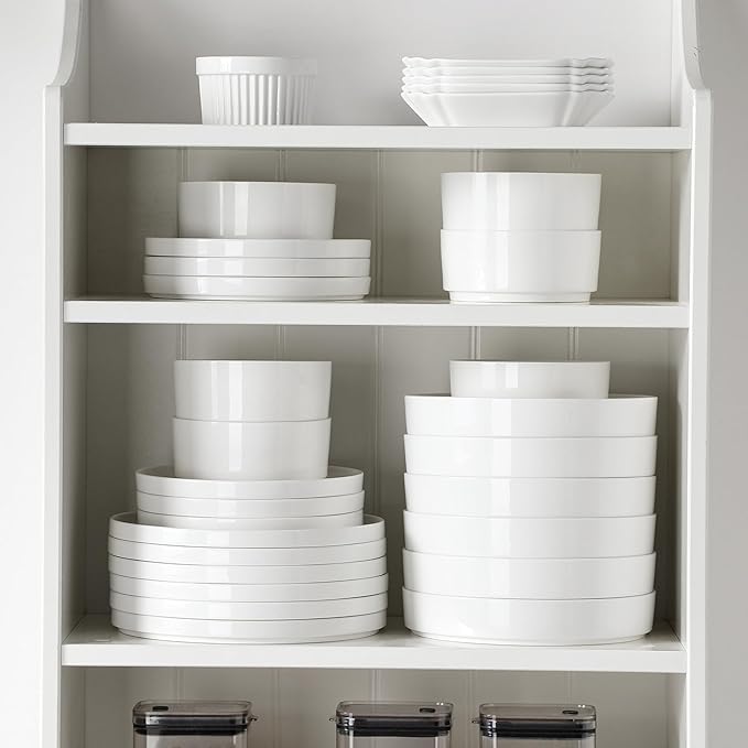 MALACASA 12 Pieces Porcelain Dinnerware Set, Modern White Dish Set for 4, Premium Serving Plates and Bowls Sets, Chip and Scratch Resistant Dishware Sets Kitchen Dishes Dining Ware Set, Series LEAH