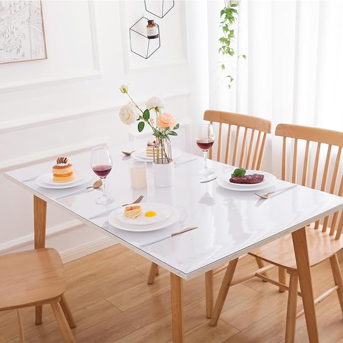 28 x 60 Inch Clear Table Cover Protector, Clear Table Protector for Dining Room Table, 1.5mm Plastic Table Cover, Waterproof Table Pad for Kitchen, Office