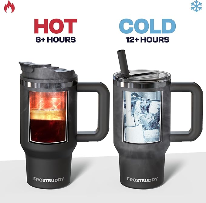 Frost Buddy Thicc Buddy - 16 oz Stainless Steel Vacuum Insulated Tumbler with Lid and Straw for Water - Travel Mug Cupholder Friendly - Gifts for Women Men Him Her (Nebula)