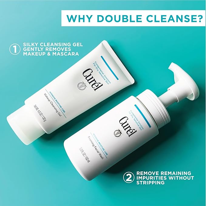 Curel Japanese Skin Care Foaming Facial Wash, Face Wash for Dry, Sensitive Skin, Cleanses and Protects Natural Ceramides, pH Balanced, Fragrance & Alcohol Free Facial Cleanser, Step 2 of 2, 5 Fl Oz