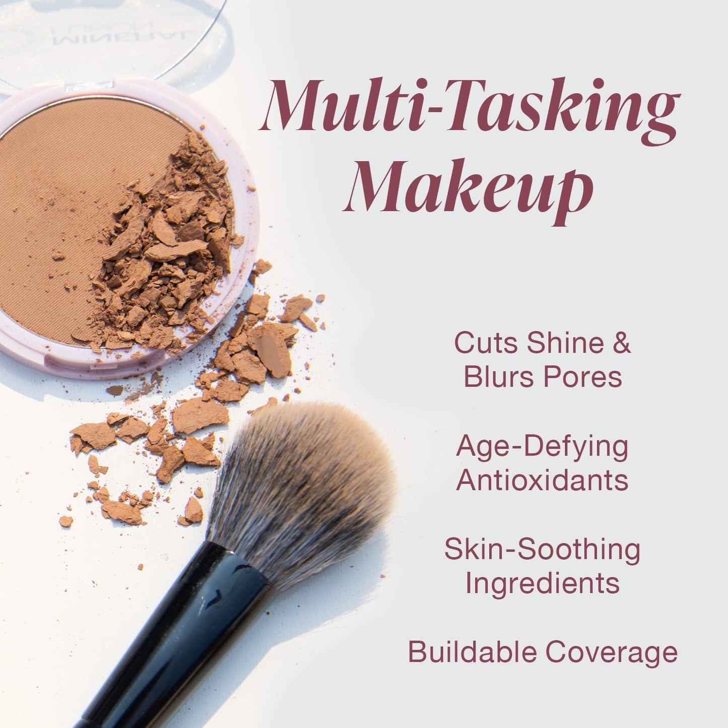 Mineral Fusion Pressed Powder Foundation, Warm 7 - Dark Tan Skin w/Orange Undertones, Age Defying Foundation Makeup with Matte Finish, Talc Free Face Powder, Hypoallergenic, Cruelty-Free, 0.32 Oz